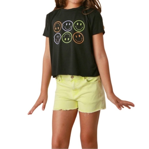 Tractr Neon Yellow High Waist Fray Hem Shorts - Picture 1 of 7